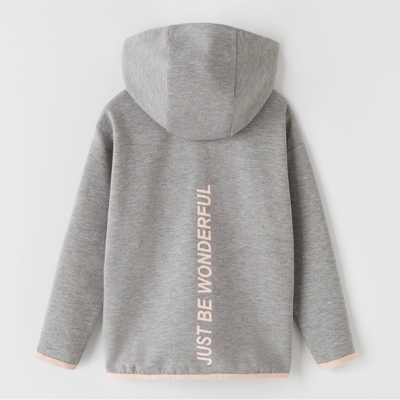 ZARA Just Be Wonderful Gray Full Zip Size 8 Girls Hoodie - Picture 9 of 9